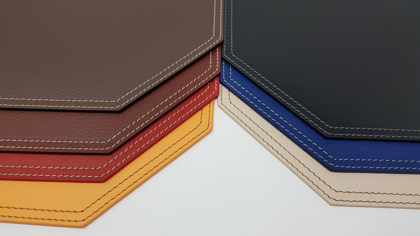 Octagon Placemats/ Table Mats / Made of recycled leather SIZE 15.8''x11.88" - 40 x 30 cm