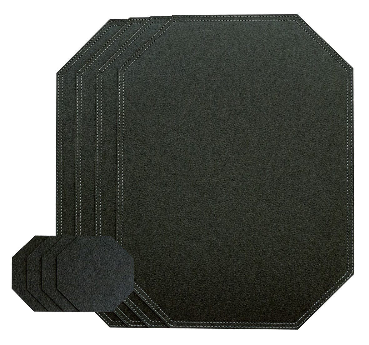 Octagon Placemats/ Table Mats / Made of recycled leather SIZE 15.8''x11.88" - 40 x 30 cm