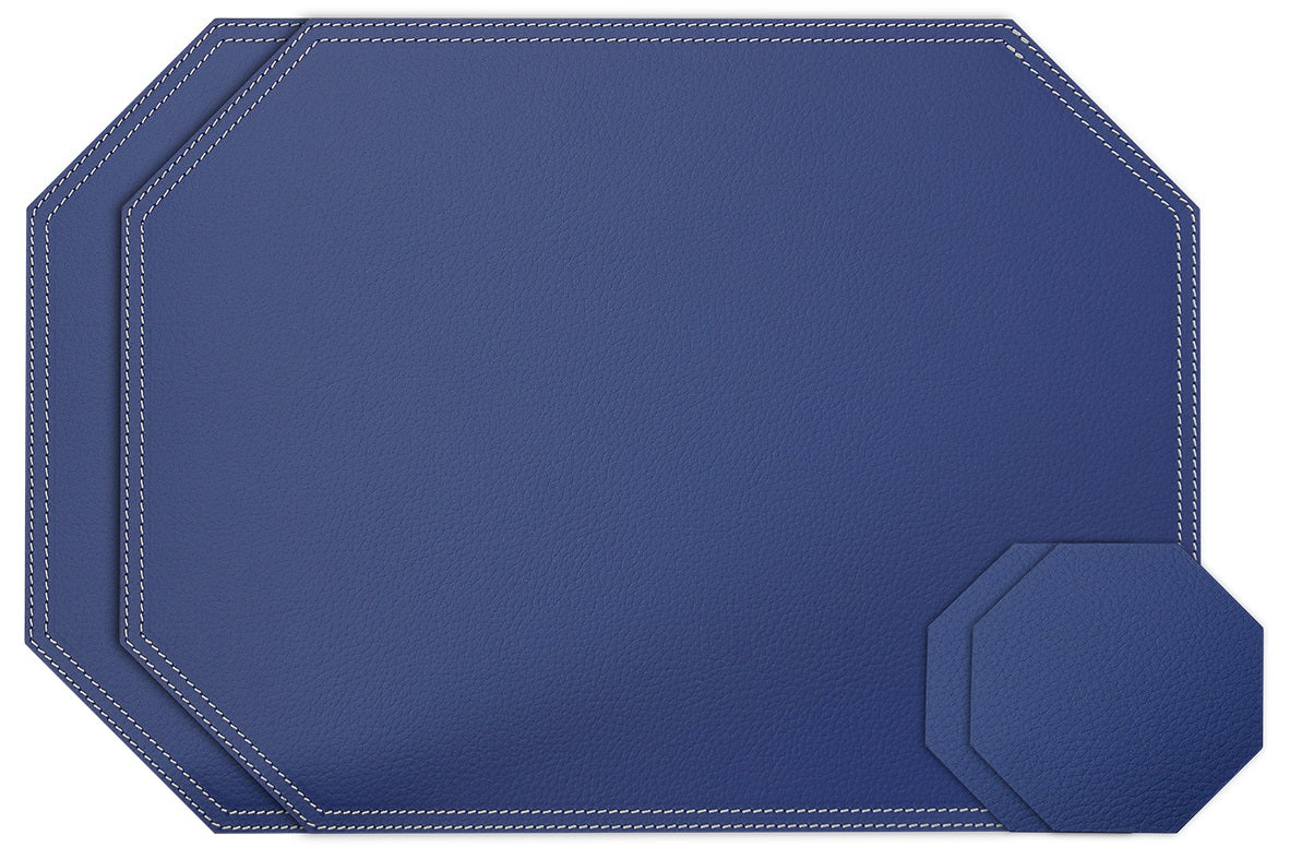Octagon Placemats/ Table Mats / Made of recycled leather SIZE 15.8''x11.88" - 40 x 30 cm