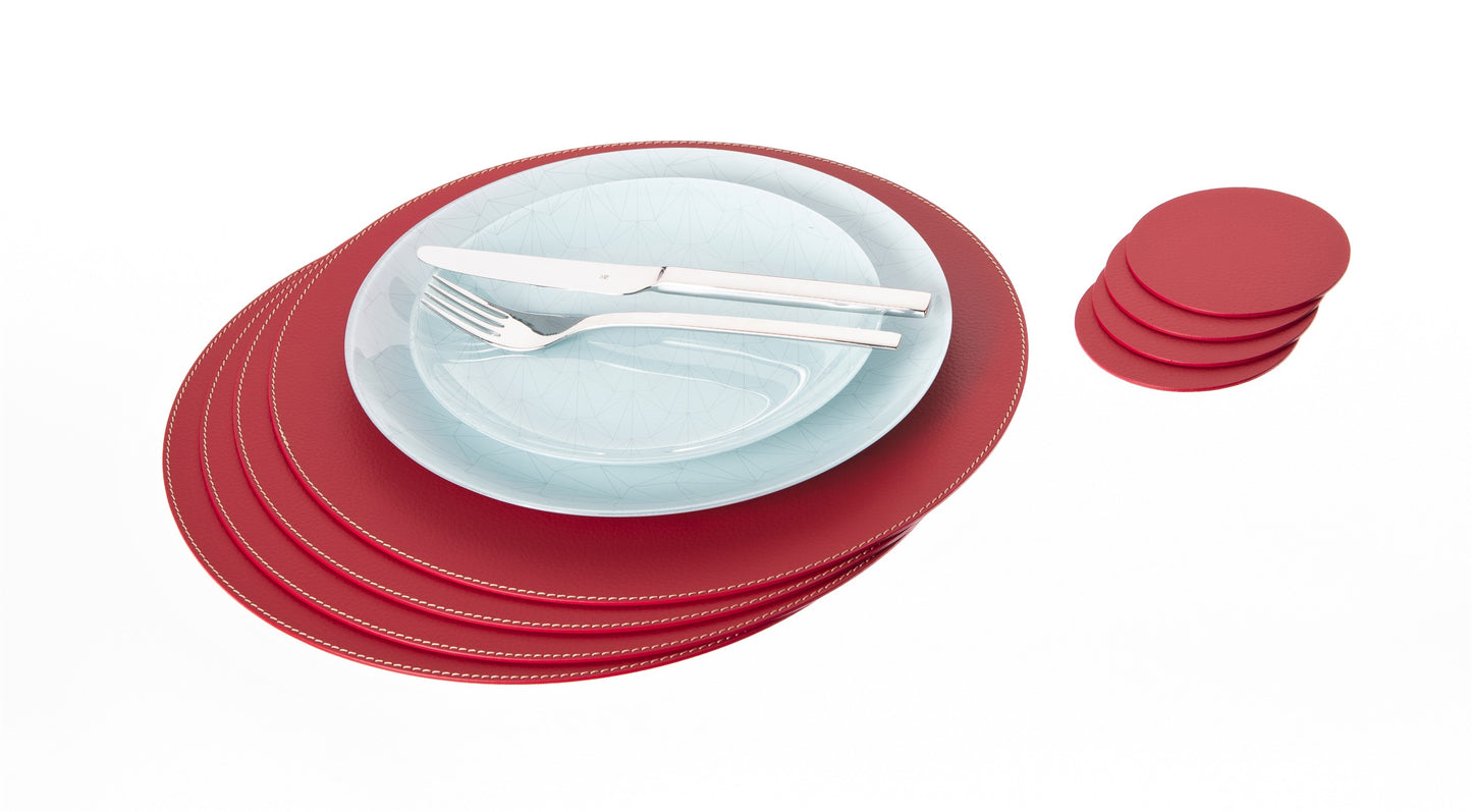 Round Placemats made of Recycled Leather Table mats 13'' / 33 cm