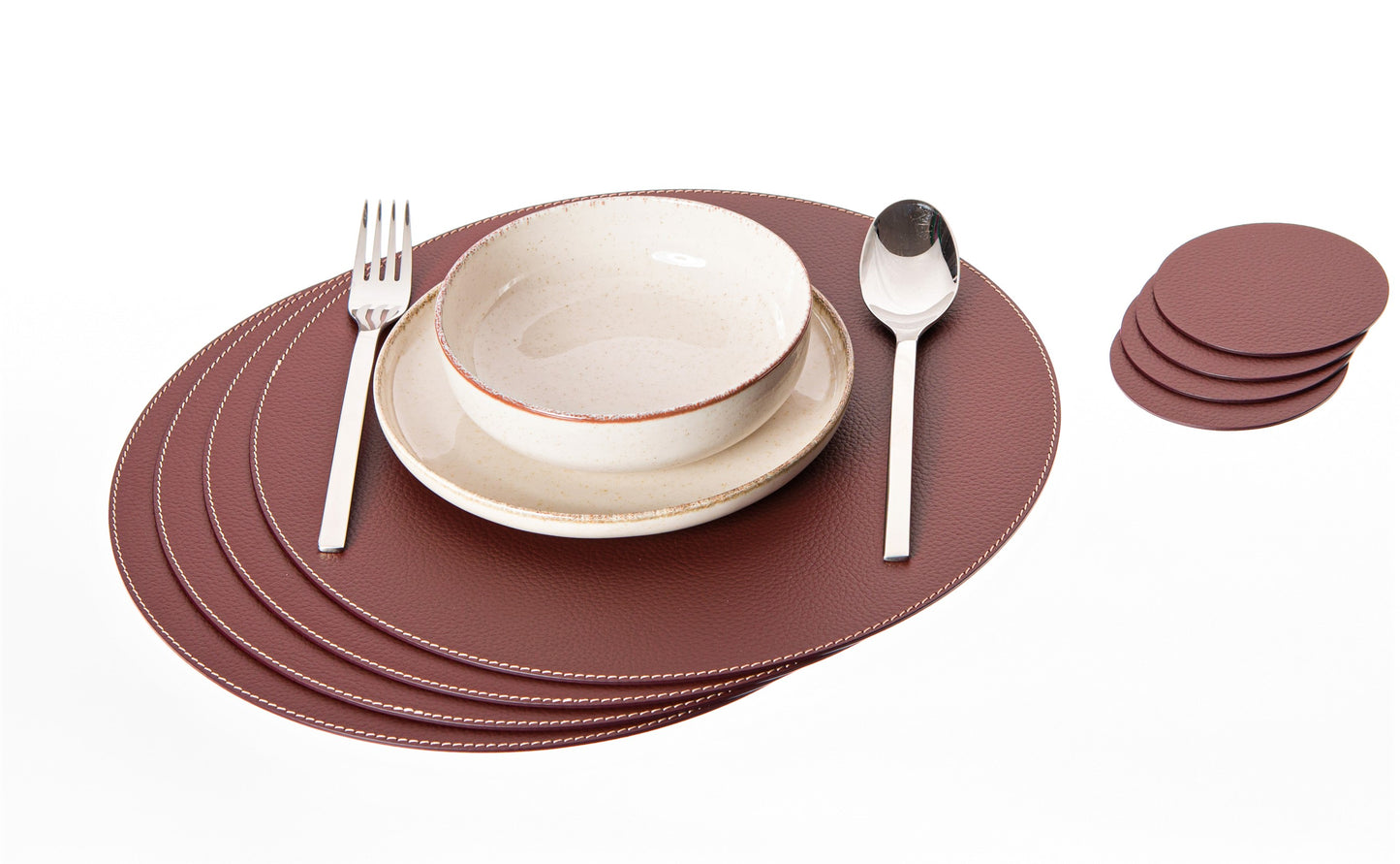 Round Placemats made of Recycled Leather Table mats 13'' / 33 cm