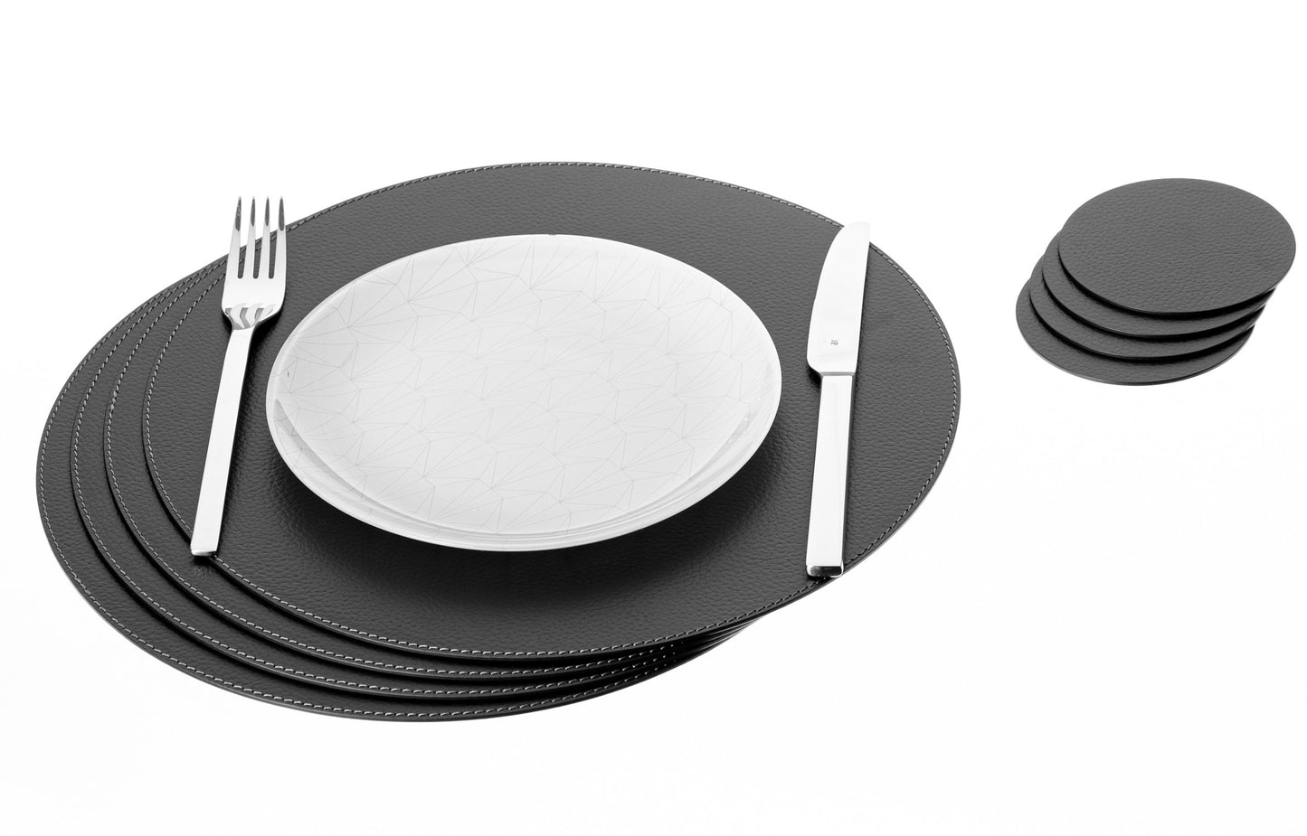 Round Placemats made of Recycled Leather Table mats 13'' / 33 cm