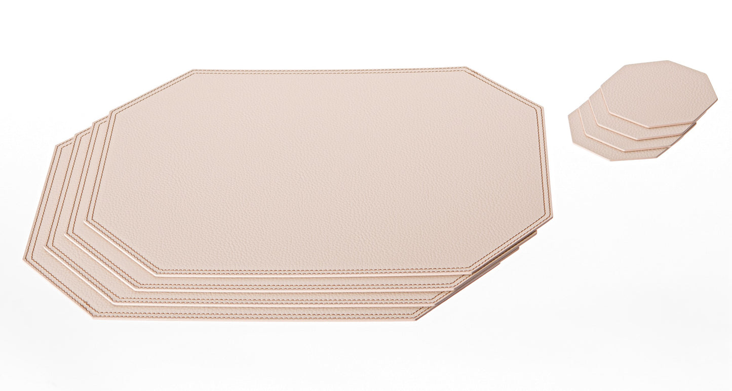 Octagon Placemats/ Table Mats / Made of recycled leather SIZE 15.8''x11.88" - 40 x 30 cm