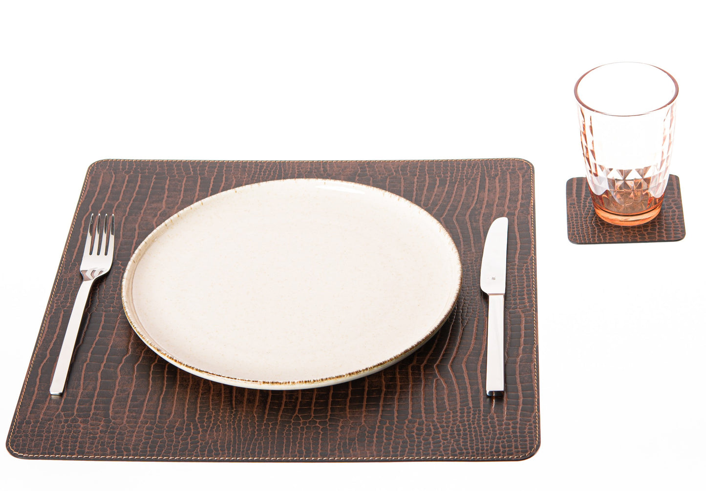 Square Placemats / Recycled Leather Table mats 15.75 '' or 40 cm / Table place mats and coasters / Dining table sets / Table placemats