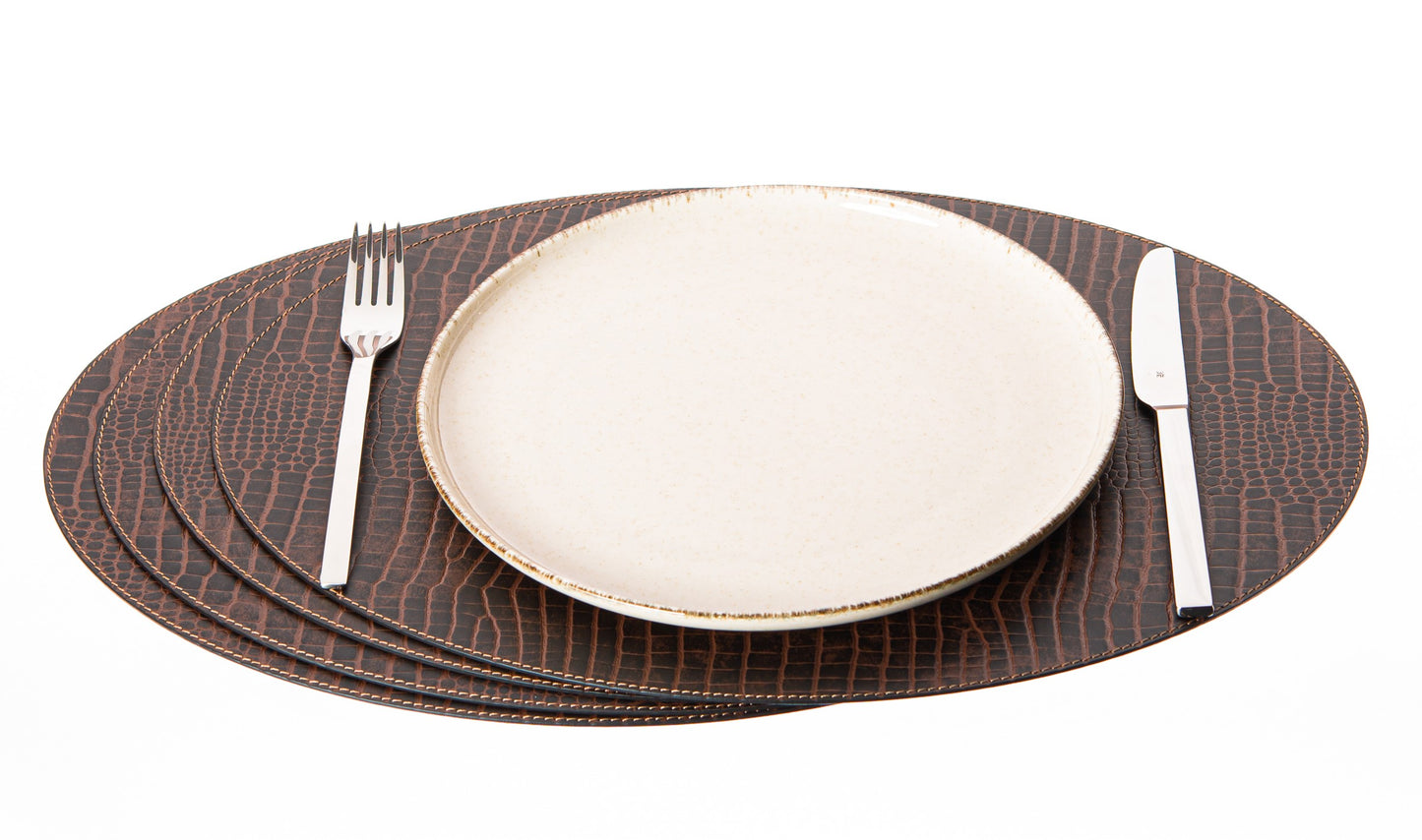 Oval Placemats 18''x 13''- 45.7 x 33 cm made of recycled leather