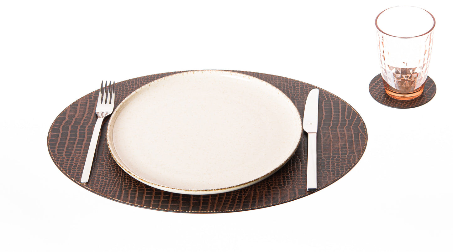 Oval Placemats 18''x 13''- 45.7 x 33 cm made of recycled leather