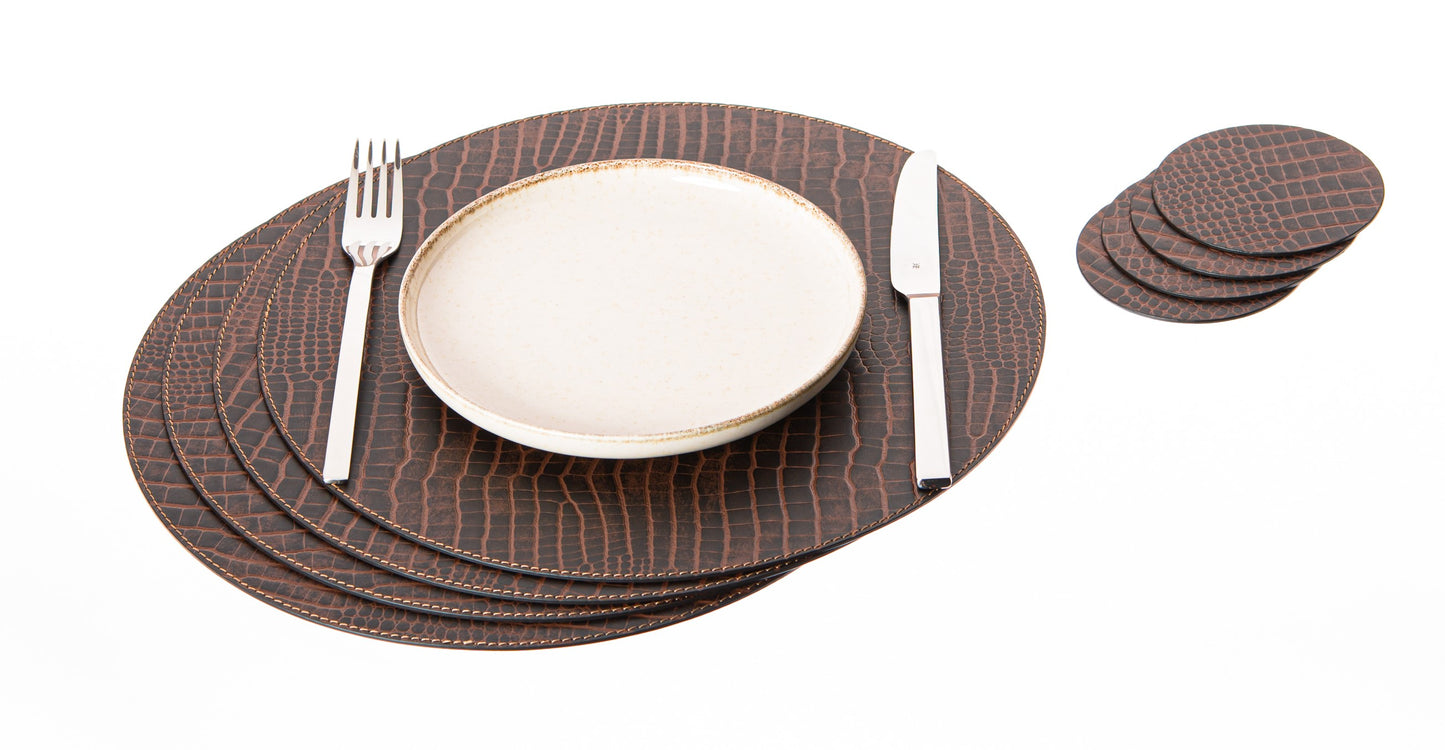 Round Placemats made of Recycled Leather Table mats 13'' / 33 cm