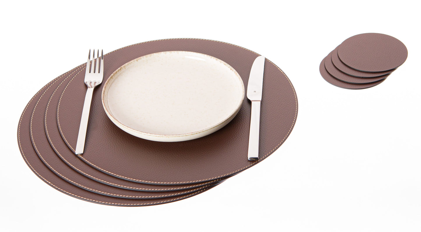 Round Placemats made of Recycled Leather Table mats 13'' / 33 cm