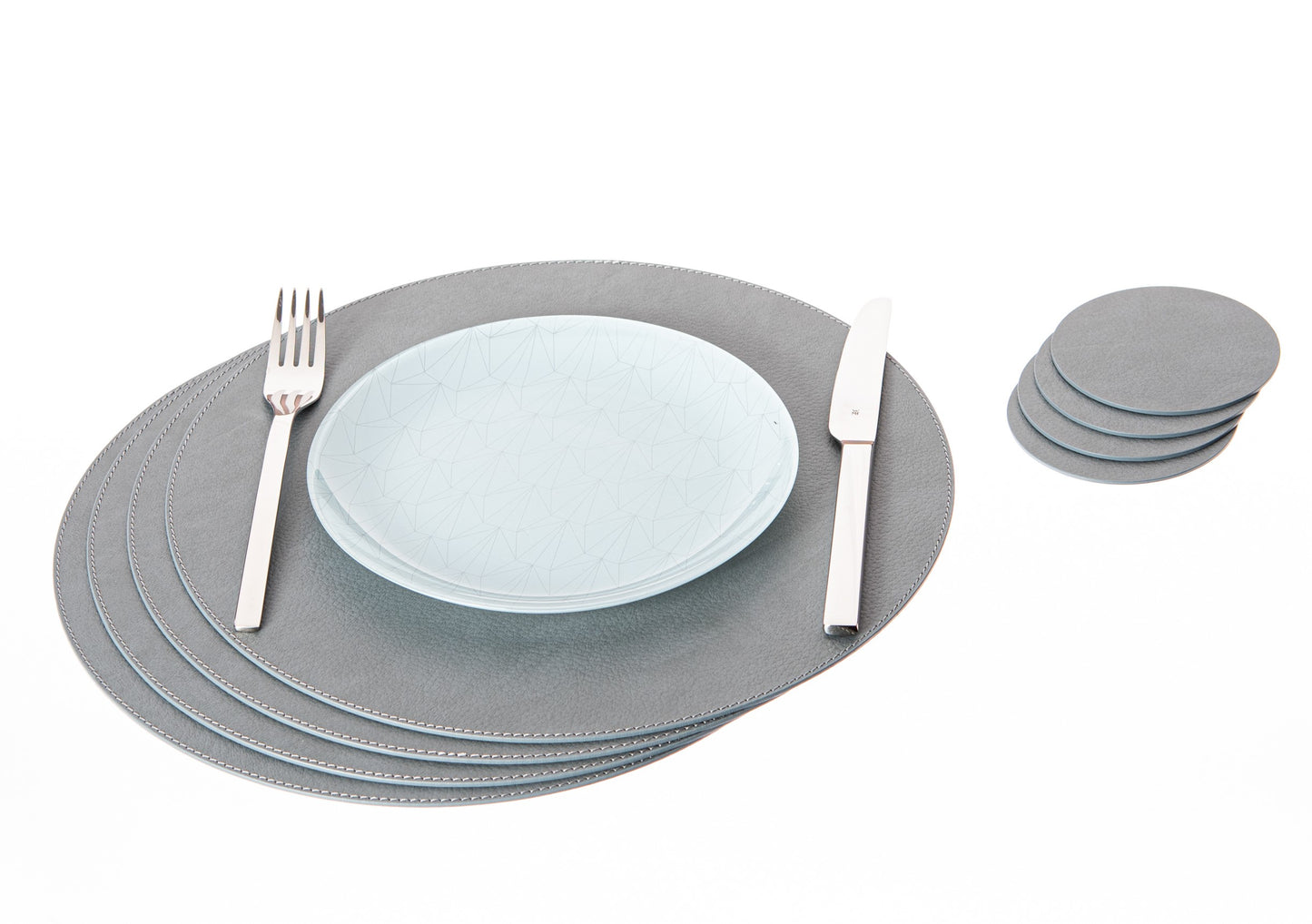 Round Placemats made of Recycled Leather Table mats 13'' / 33 cm