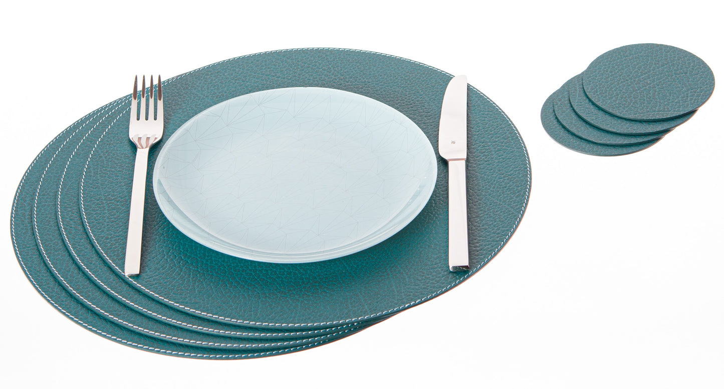 Round Placemats made of Recycled Leather Table mats 13'' / 33 cm