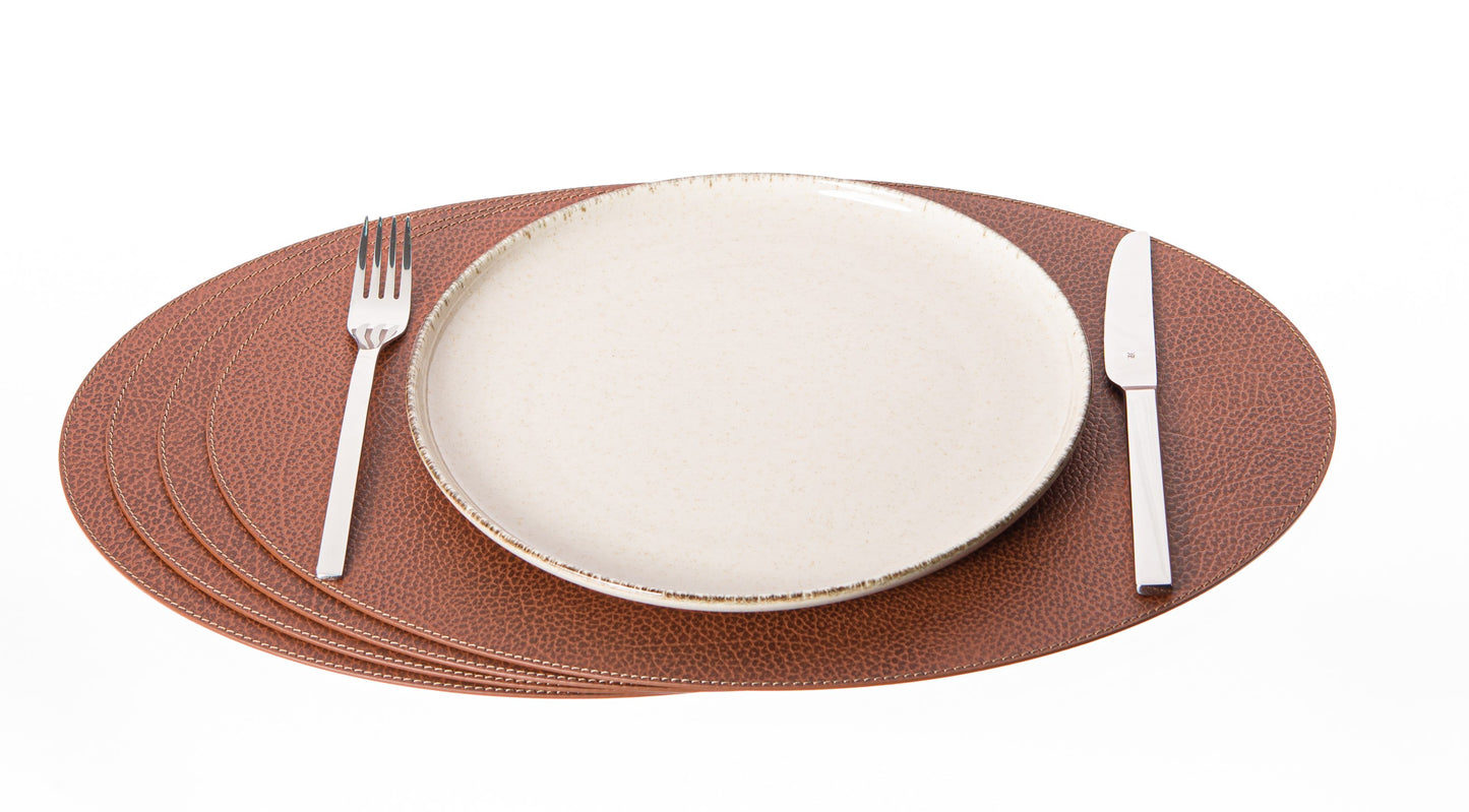 Oval Placemats 18''x 13''- 45.7 x 33 cm made of recycled leather