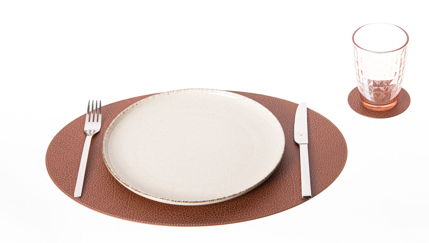 Oval Placemats 18''x 13''- 45.7 x 33 cm made of recycled leather