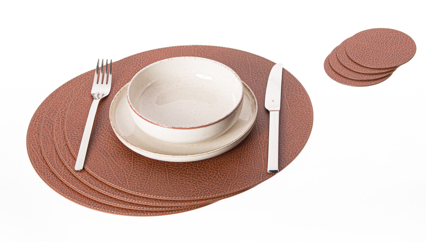 Round Placemats made of Recycled Leather Table mats 13'' / 33 cm