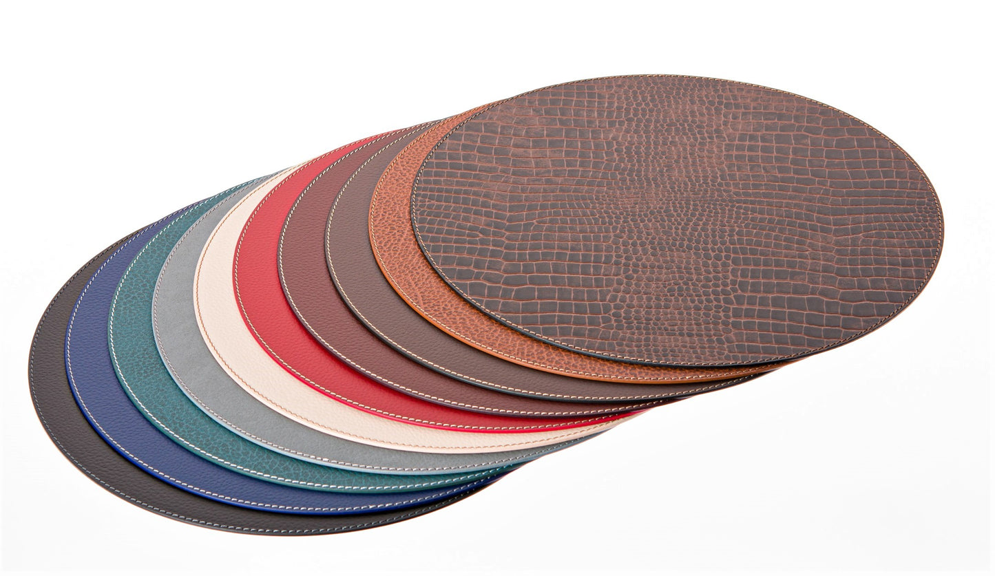 Round Placemats made of Recycled Leather Table mats 13'' / 33 cm