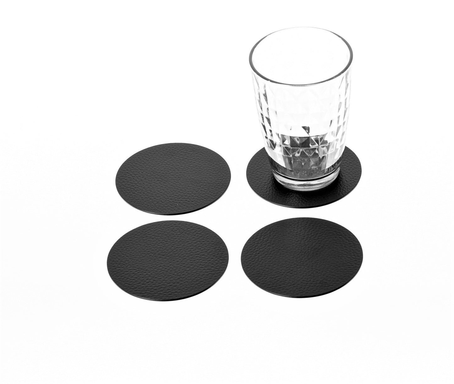 Round Coasters Set of 4, 6 or 10 Recycled Leather Drink coasters