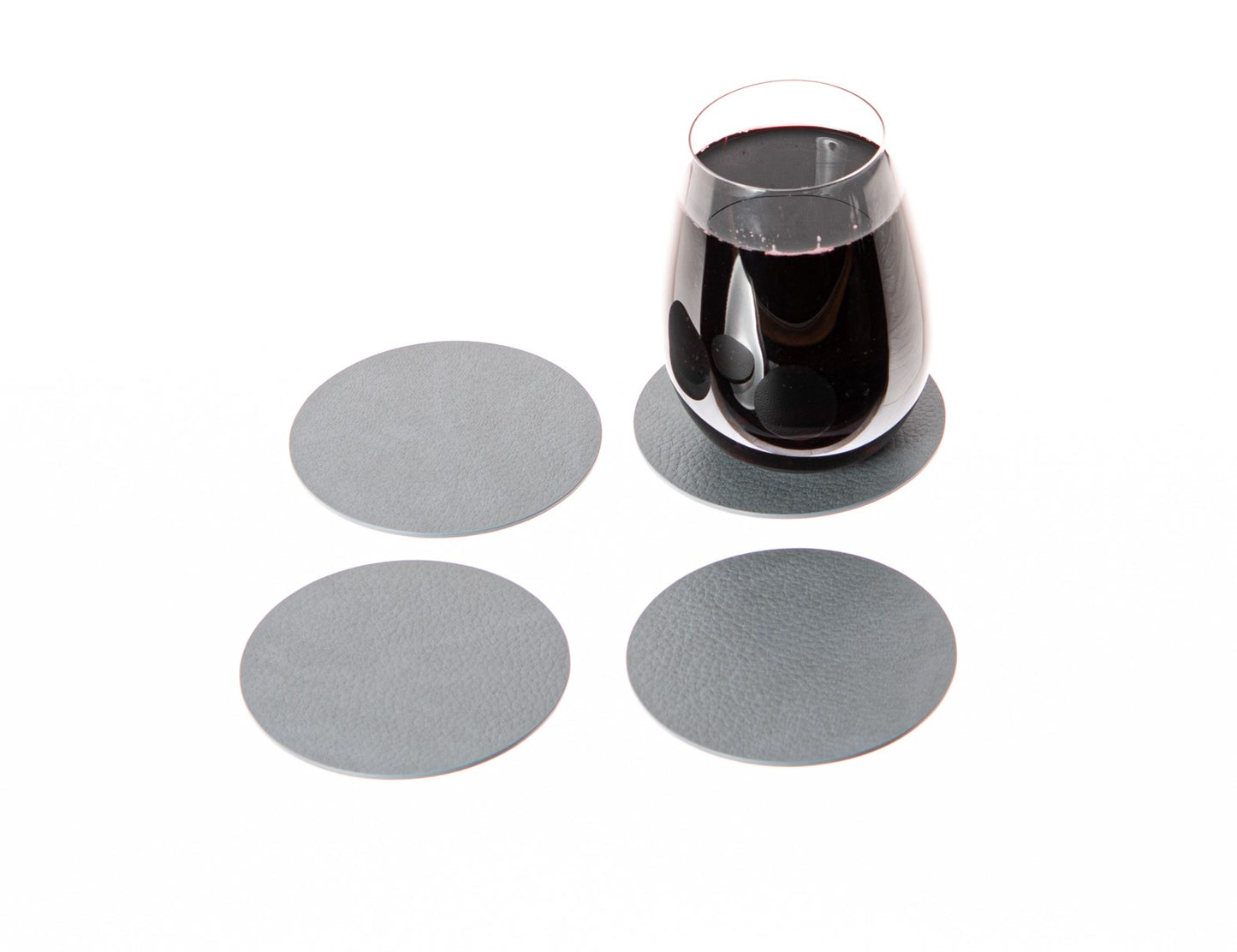 Round Coasters Set of 4, 6 or 10 Recycled Leather Drink coasters
