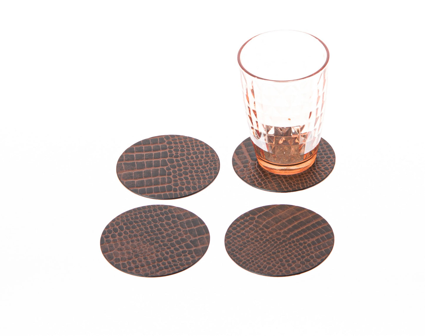 Round Coasters Set of 4, 6 or 10 Recycled Leather Drink coasters