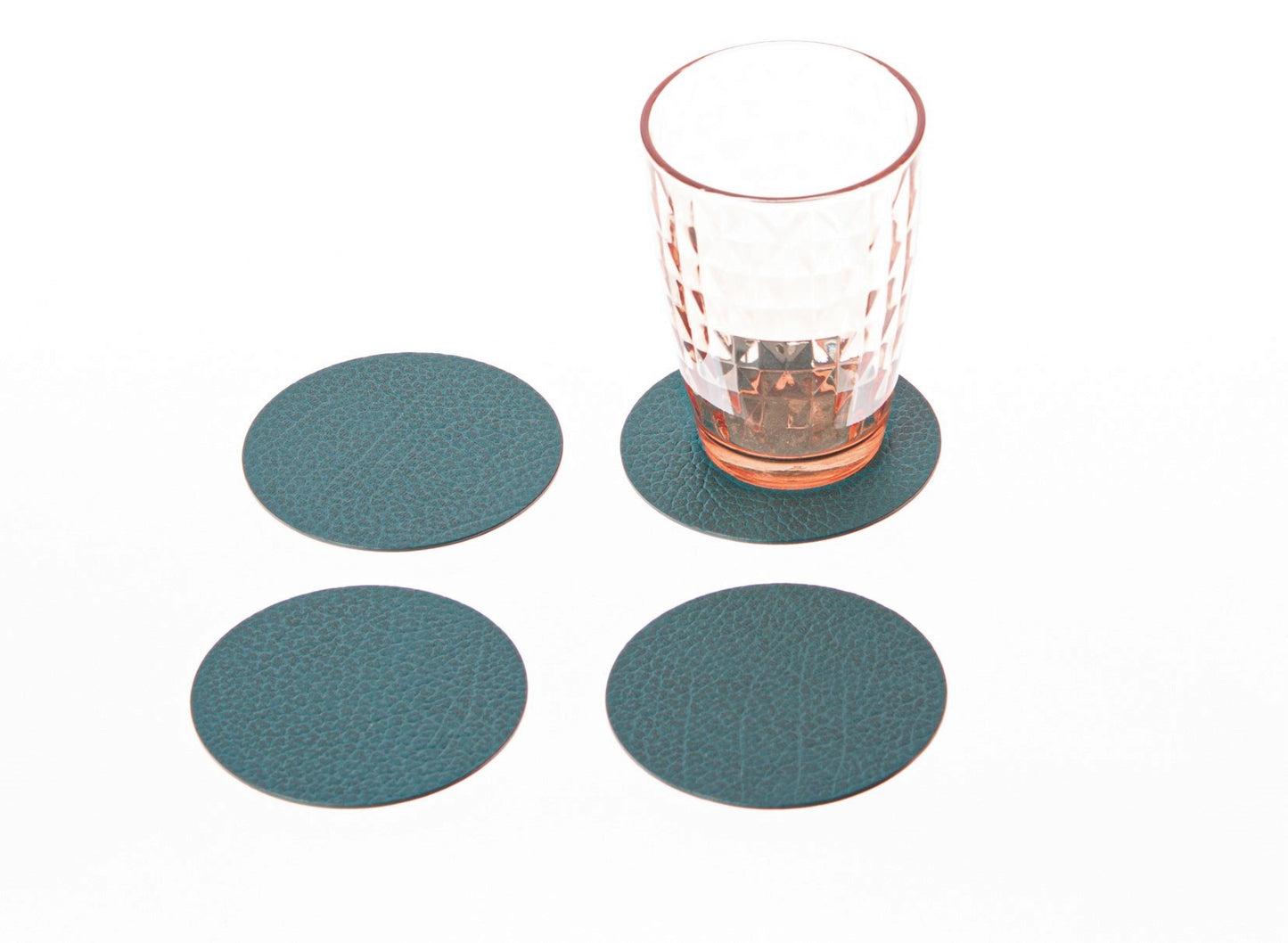 Round Coasters Set of 4, 6 or 10 Recycled Leather Drink coasters