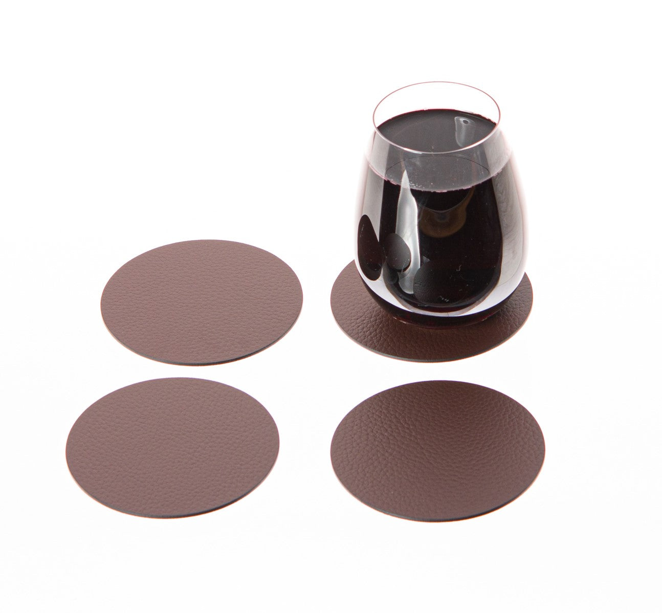 Round Coasters Set of 4, 6 or 10 Recycled Leather Drink coasters