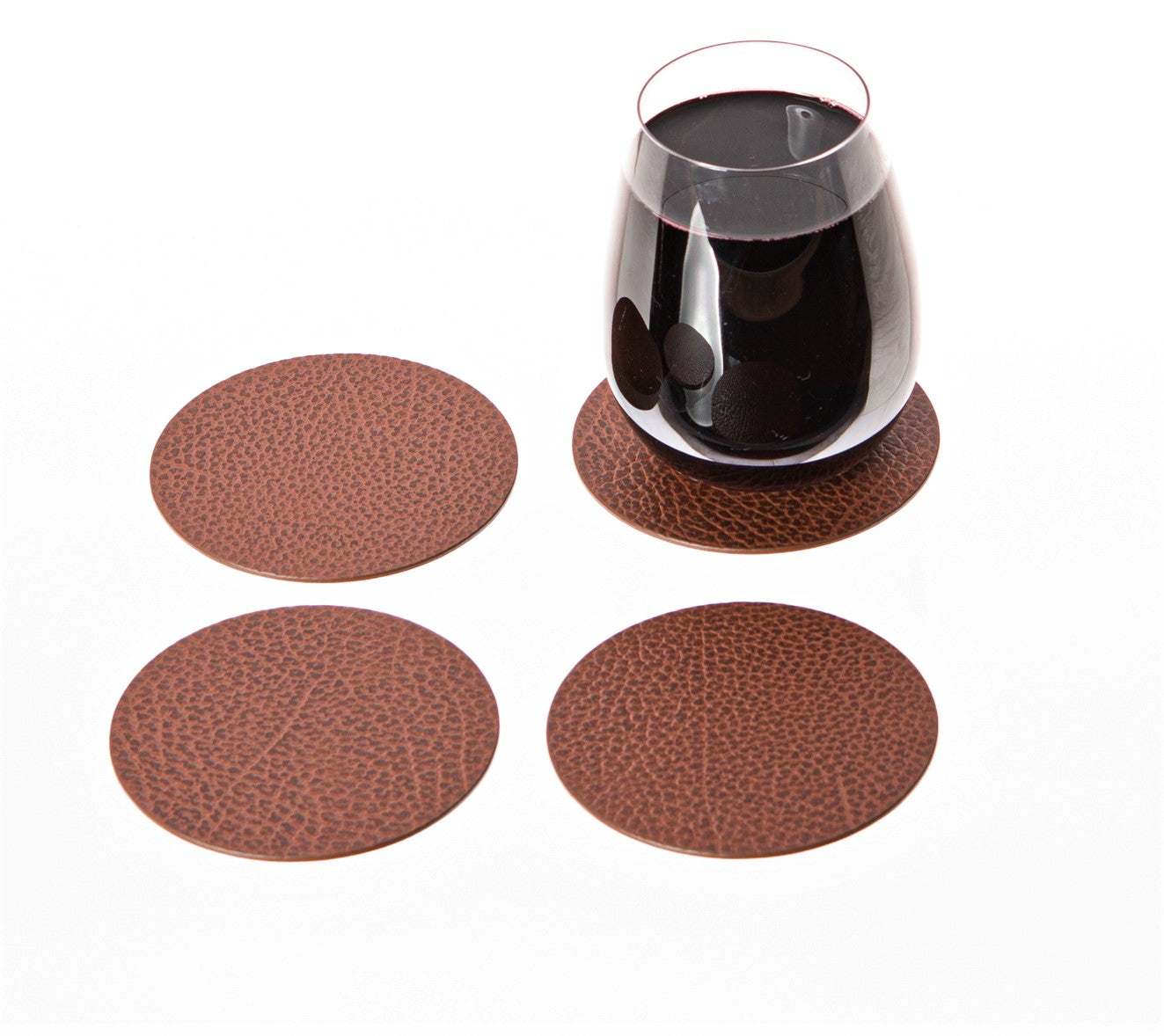 Round Coasters Set of 4, 6 or 10 Recycled Leather Drink coasters