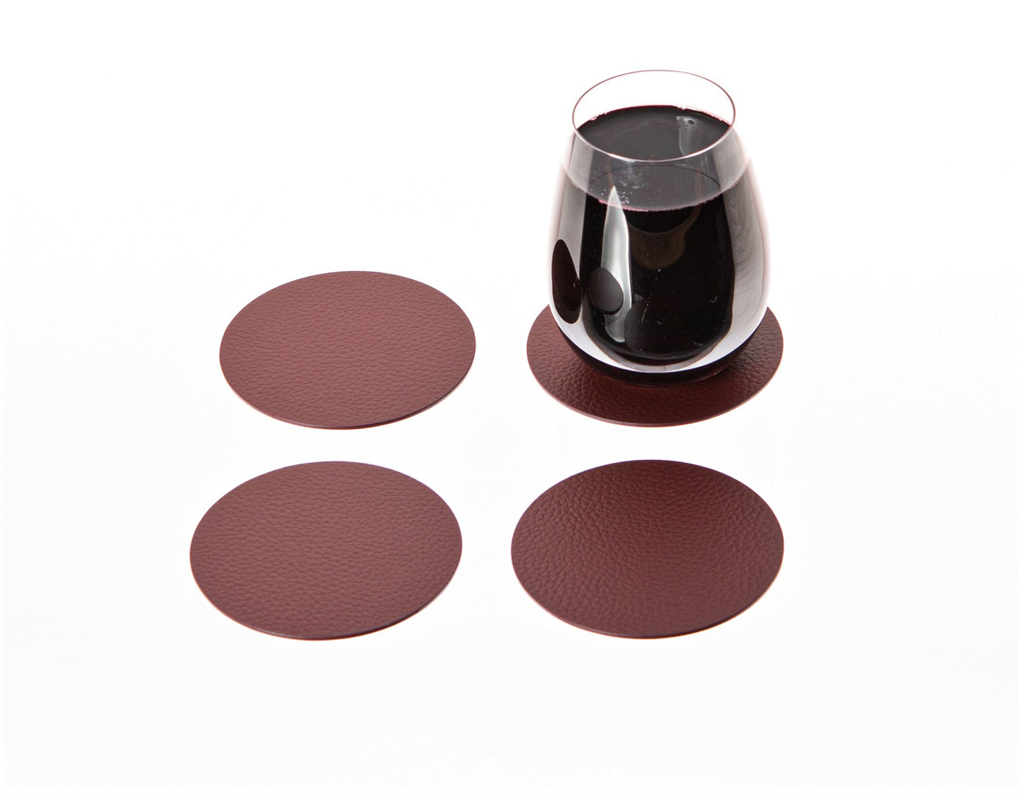 Round Coasters Set of 4, 6 or 10 Recycled Leather Drink coasters