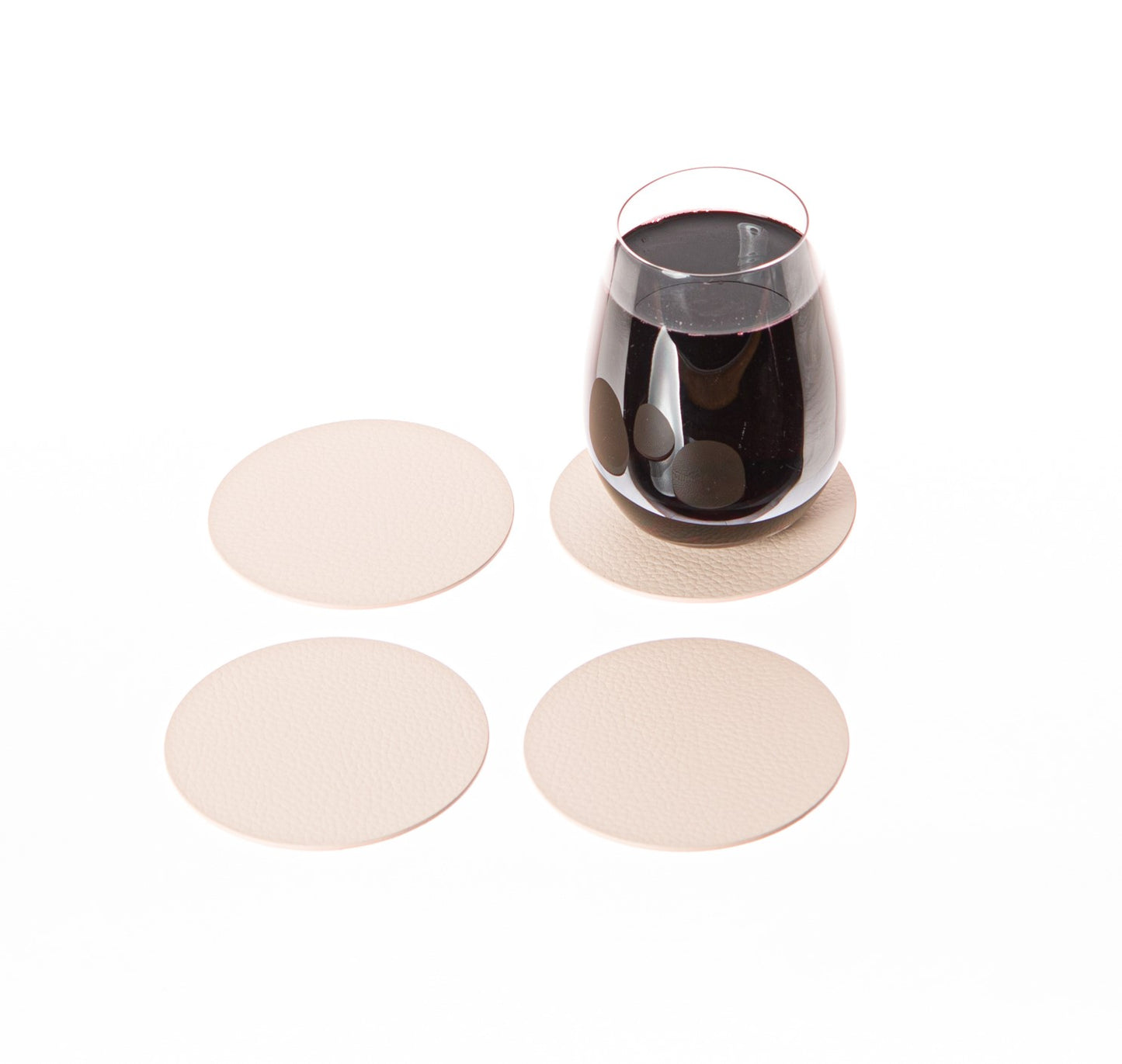 Round Coasters Set of 4, 6 or 10 Recycled Leather Drink coasters