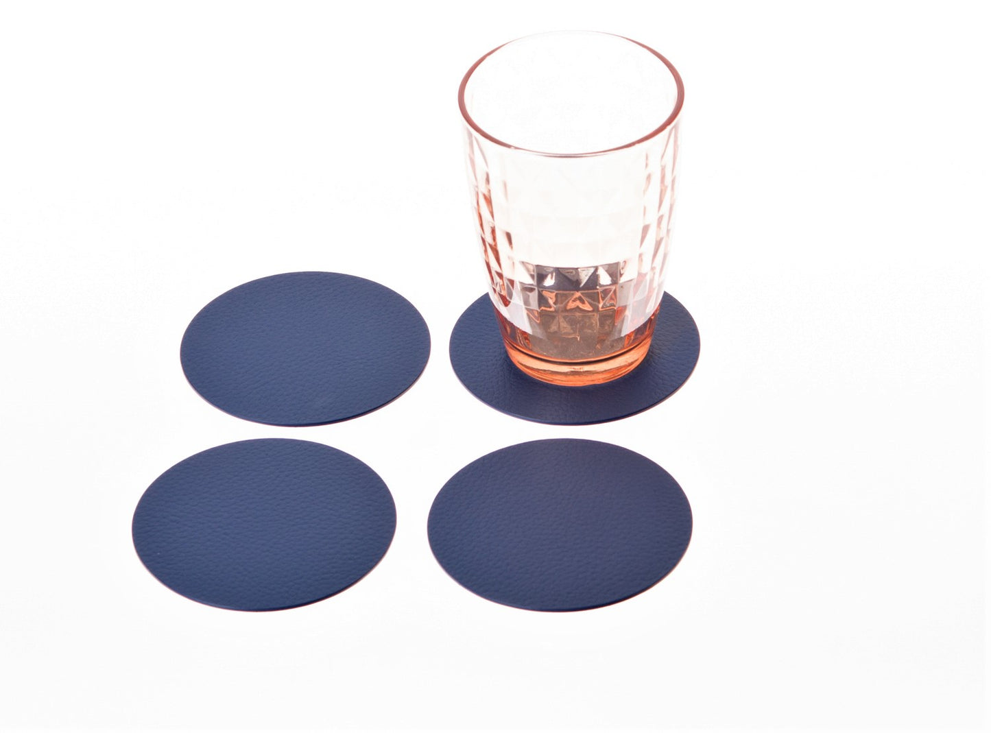 Round Coasters Set of 4, 6 or 10 Recycled Leather Drink coasters