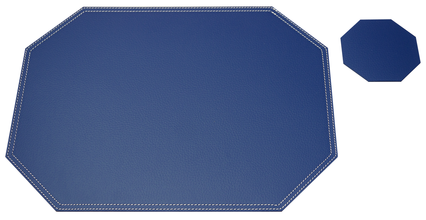 Octagon Placemats/ Table Mats / Made of recycled leather SIZE 15.8''x11.88" - 40 x 30 cm
