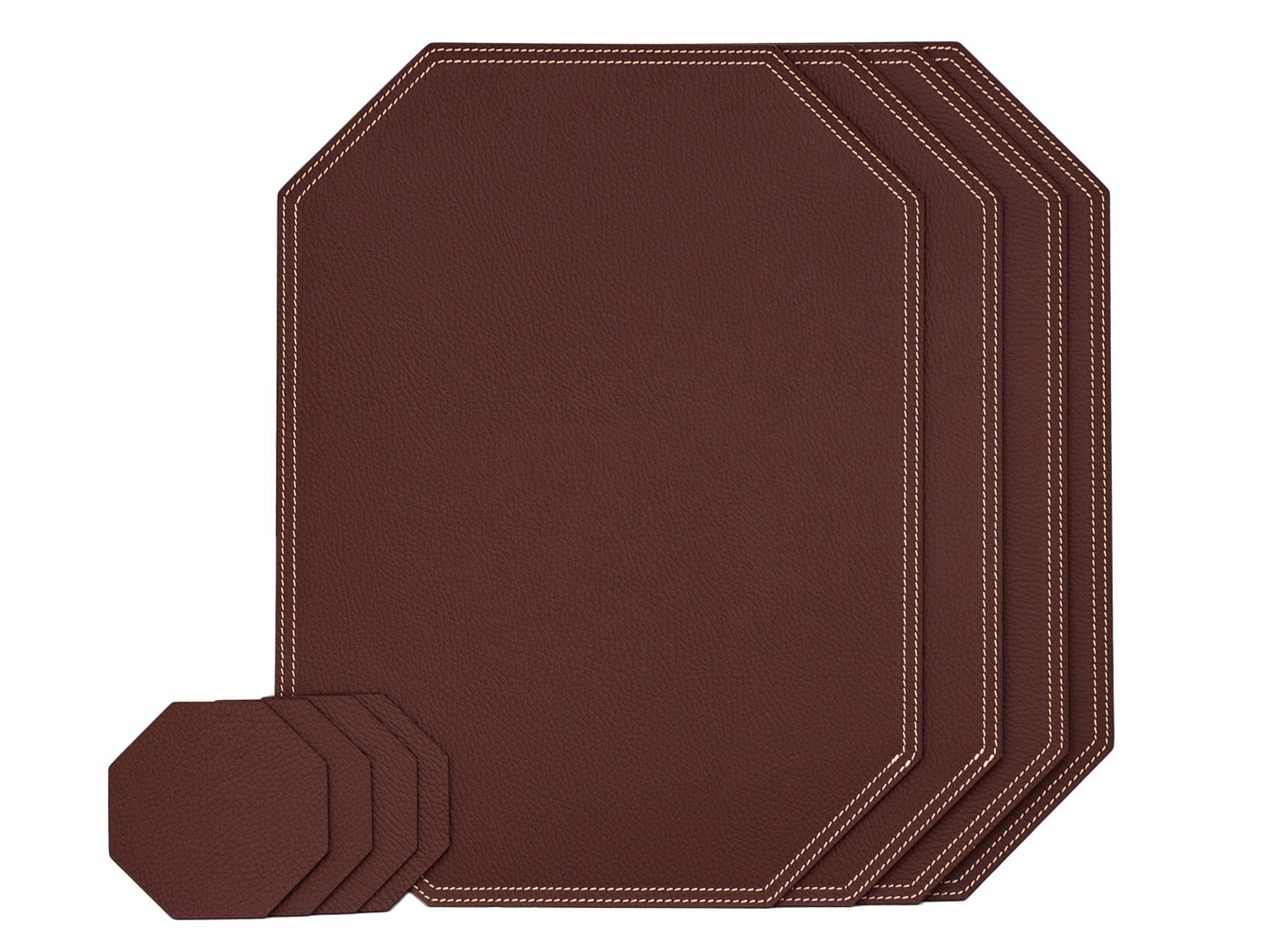 Octagon Placemats/ Table Mats / Made of recycled leather SIZE 15.8''x11.88" - 40 x 30 cm