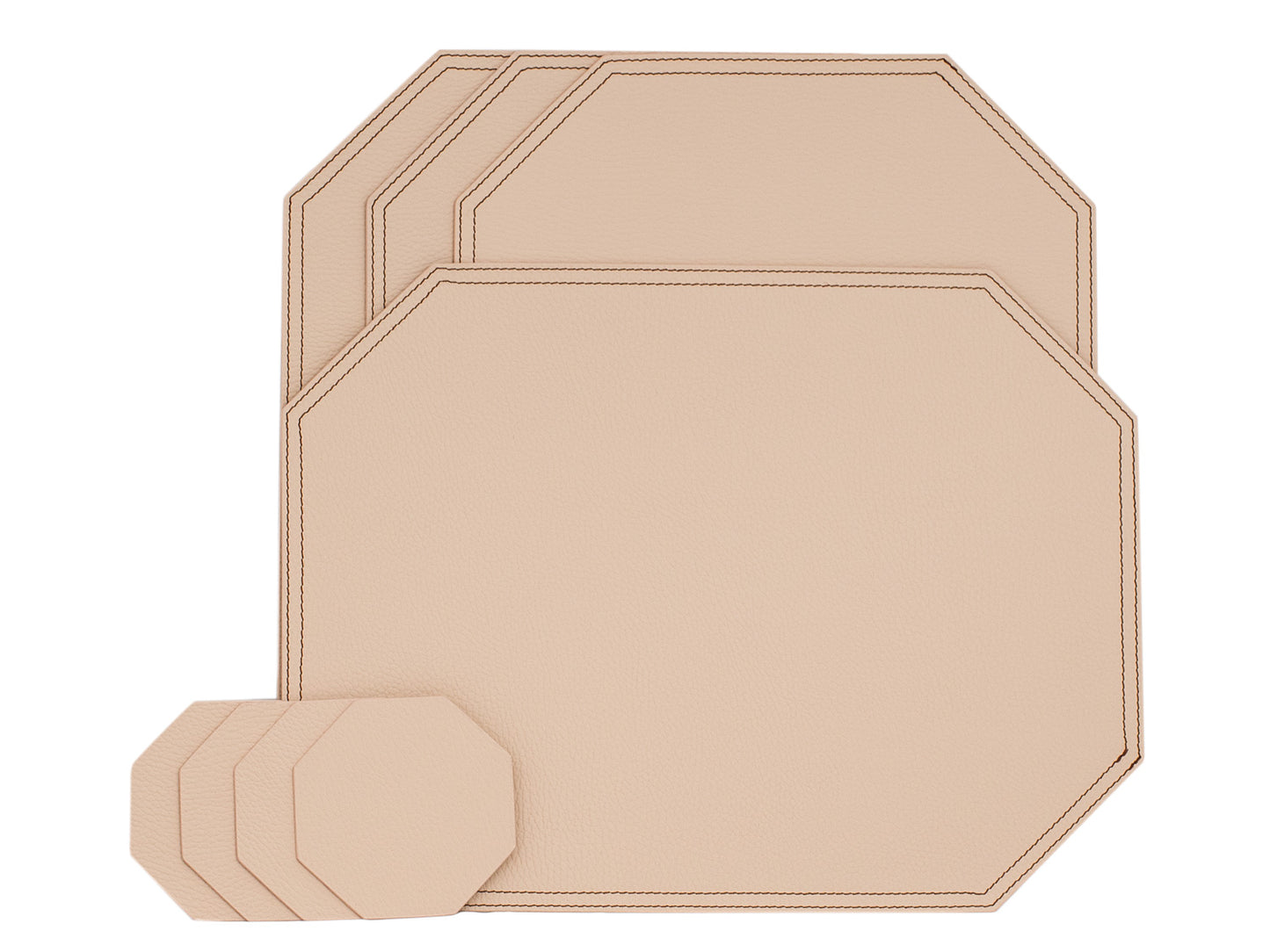 Octagon Placemats/ Table Mats / Made of recycled leather SIZE 15.8''x11.88" - 40 x 30 cm