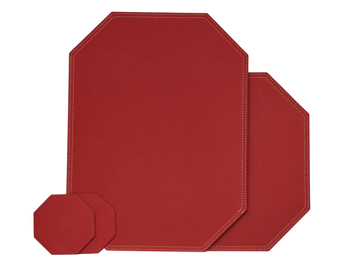 Octagon Placemats/ Table Mats / Made of recycled leather SIZE 15.8''x11.88" - 40 x 30 cm