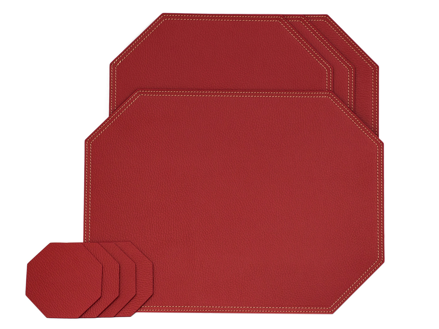 Octagon Placemats/ Table Mats / Made of recycled leather SIZE 15.8''x11.88" - 40 x 30 cm