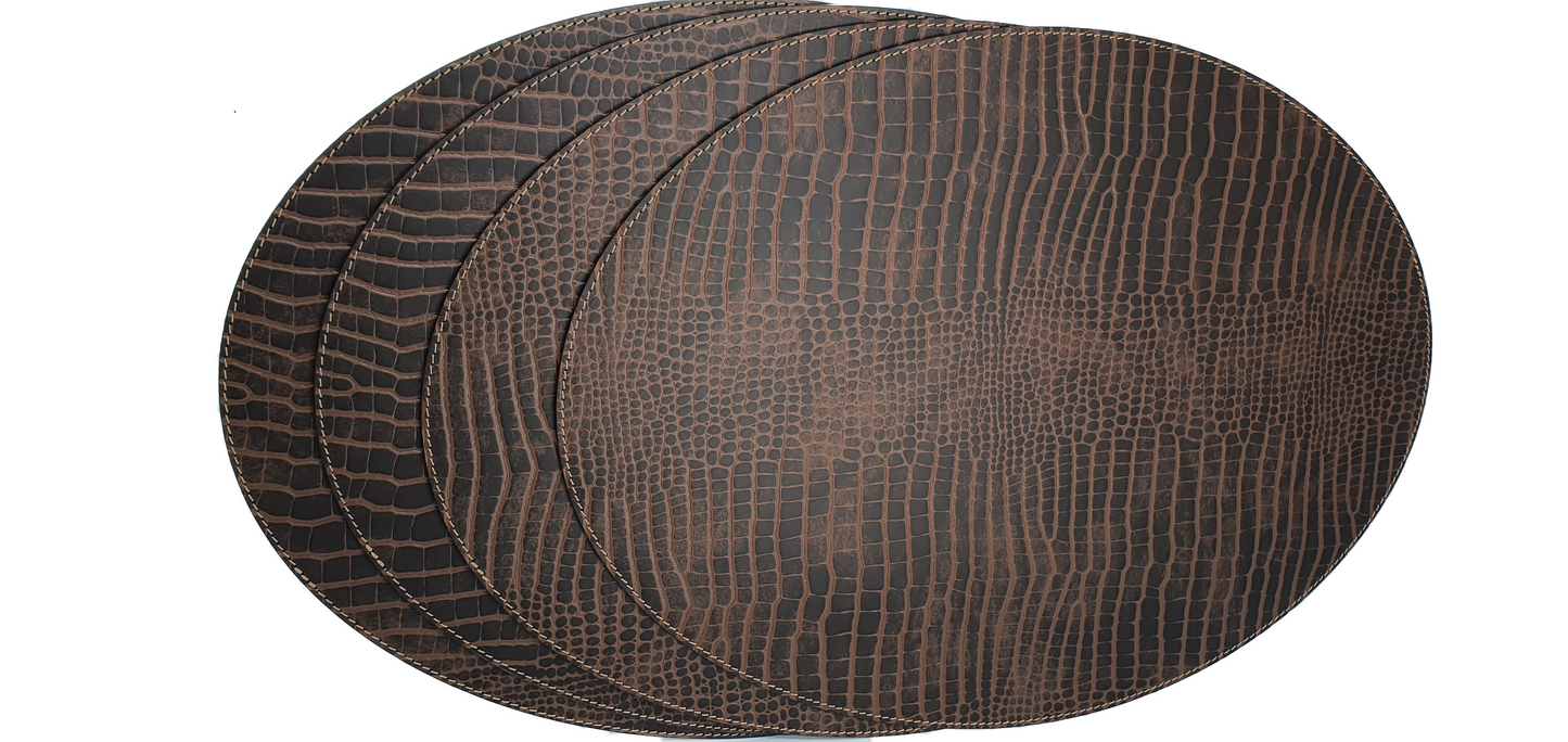 Oval Placemats 18''x 13''- 45.7 x 33 cm made of recycled leather