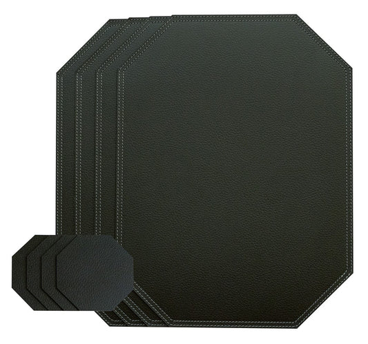 Octagon Placemats/ Table Mats / Made of recycled leather  SIZE 15.8''x11.88" - 40 x 30 cm