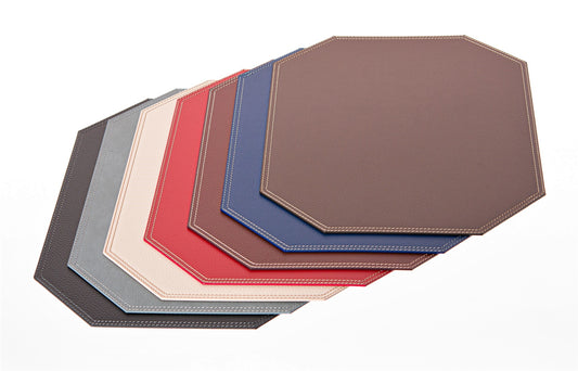 Octagon Placemats/ Table Mats / Made of recycled leather  SIZE 15.8''x11.88" - 40 x 30 cm