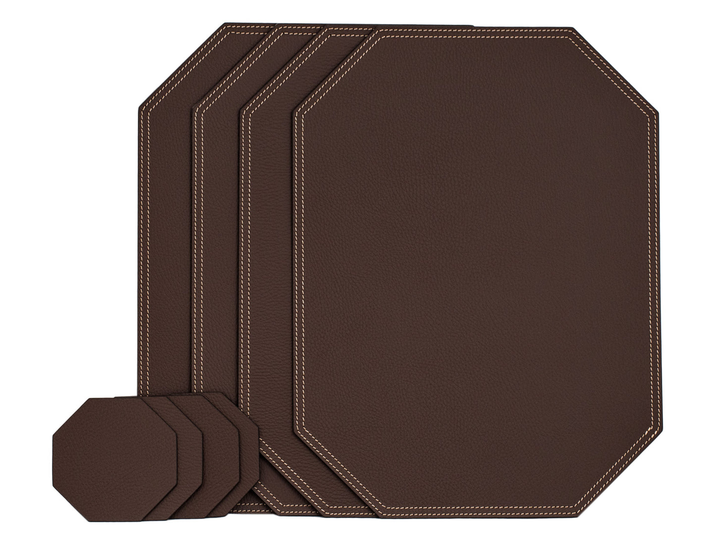 Octagon Placemats/ Table Mats / Made of recycled leather  SIZE 15.8''x11.88" - 40 x 30 cm